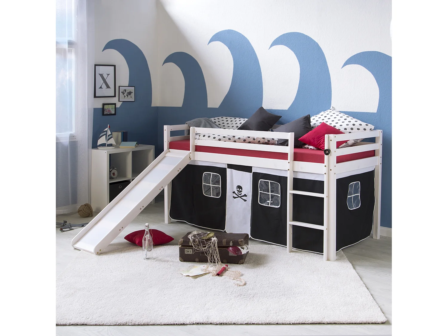 Hoogslaper 207,5x110x219,5 cm wit zwart piraat