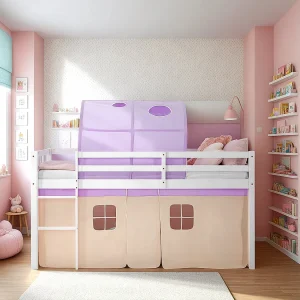 Hutbed 90×200 cm Paars Hoogslaperbed