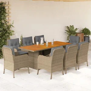 Karlyn 9-delige Tuinset met kussens poly rattan beige Karlyn 9-delige Tuinset met kussens poly rattan beige