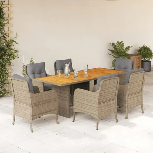 Karlyn 7-delige Tuinset met kussens poly rattan beige Karlyn 7-delige Tuinset met kussens poly rattan beige