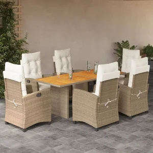 Igmar 7-delige Tuinset met kussens poly rattan beige Igmar 7-delige Tuinset met kussens poly rattan beige
