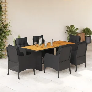 Karlyn 7-delige Tuinset met kussens poly rattan zwart Karlyn 7-delige Tuinset met kussens poly rattan zwart