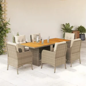 Karlyn 7-delige Tuinset met kussens poly rattan beige Karlyn 7-delige Tuinset met kussens poly rattan beige