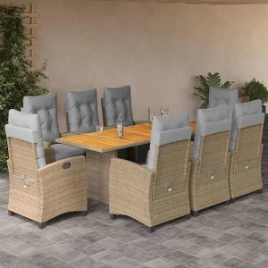 Igmar 9-delige Tuinset met kussens poly rattan gemengd beige Igmar 9-delige Tuinset met kussens poly rattan gemengd beige