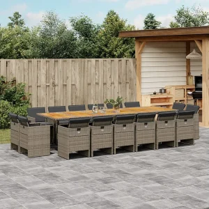 Jeroen 17-delige Tuinset met kussens poly rattan grijs Jeroen 17-delige Tuinset met kussens poly rattan grijs
