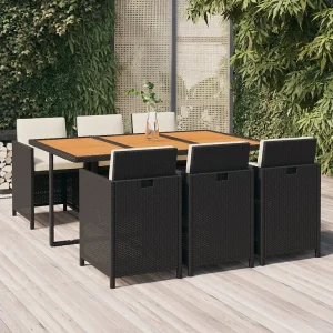 Hugo 7-delige Tuinset met kussens poly rattan zwart Hugo 7-delige Tuinset met kussens poly rattan zwart