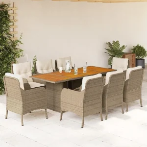 Karlyn 9-delige Tuinset met kussens poly rattan beige Karlyn 9-delige Tuinset met kussens poly rattan beige