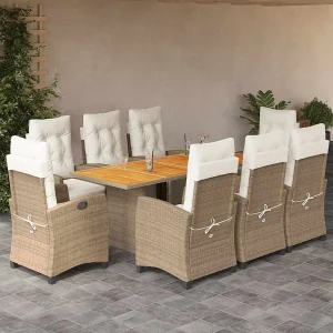 Igmar 9-delige Tuinset met kussens poly rattan beige Igmar 9-delige Tuinset met kussens poly rattan beige