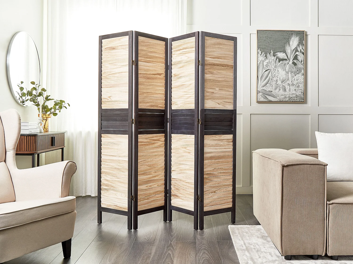 Roomdivider met 4 panelen BRENNERBAD Bruin/zwart 164 cm 170 cm