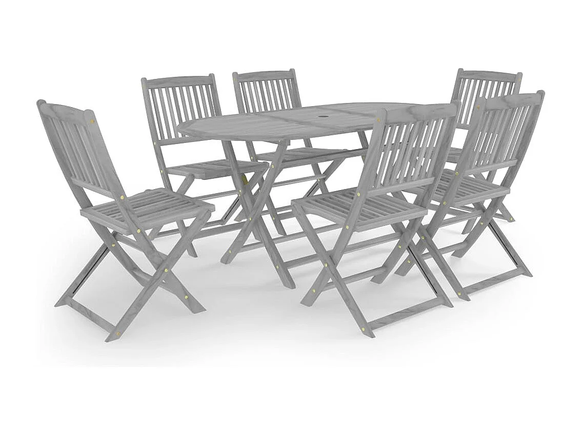 Hyral 7-delige Tuinset massief acaciahout grijs