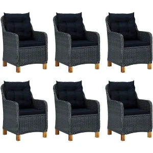 Horsham 7-delige Tuinset met kussens poly rattan donkergrijs Horsham 7-delige Tuinset met kussens poly rattan donkergrijs
