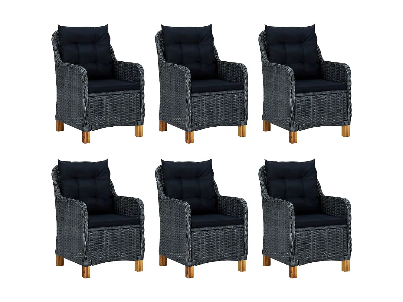Horsham 7-delige Tuinset met kussens poly rattan donkergrijs