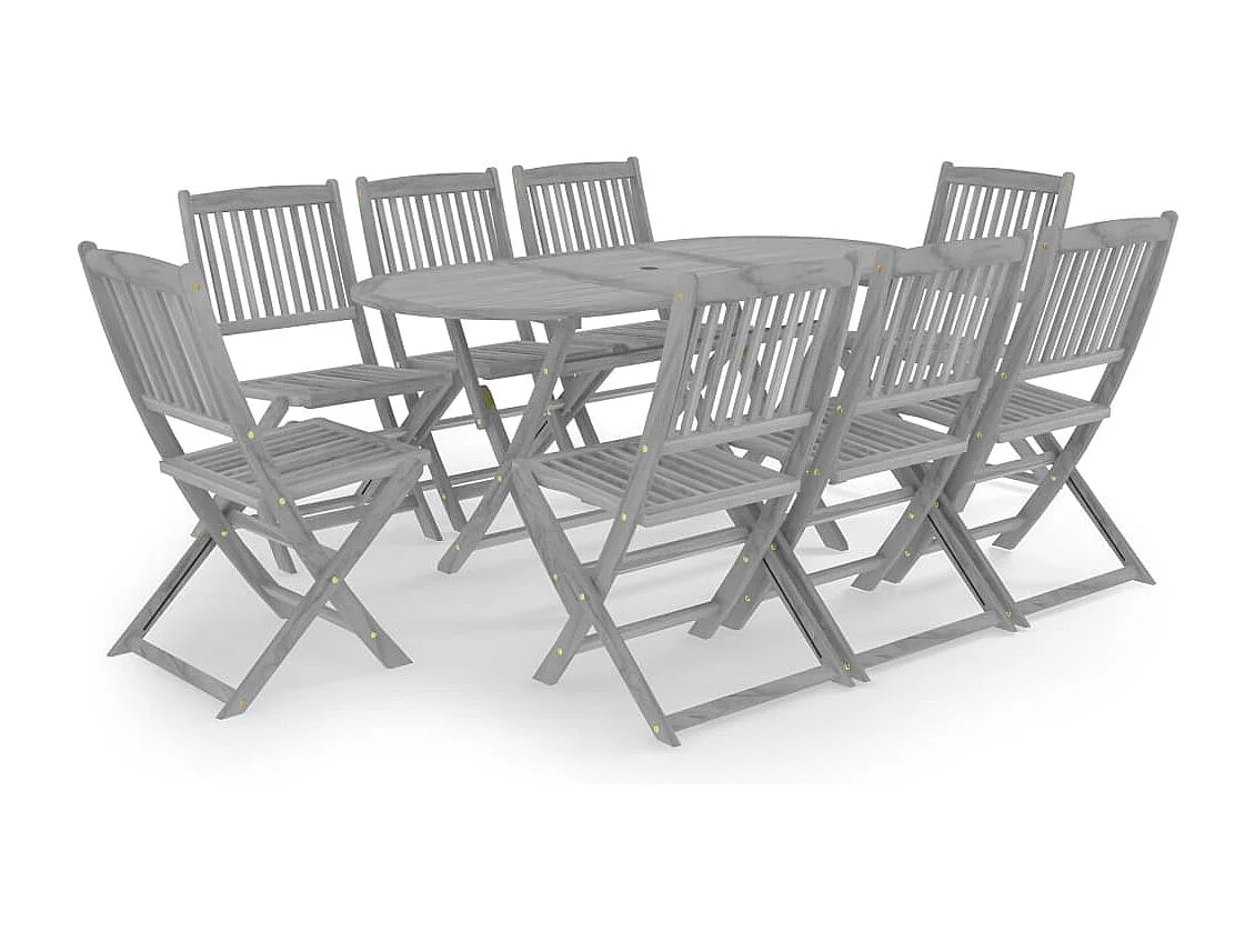 Hyral 9-delige Tuinset massief acaciahout grijs