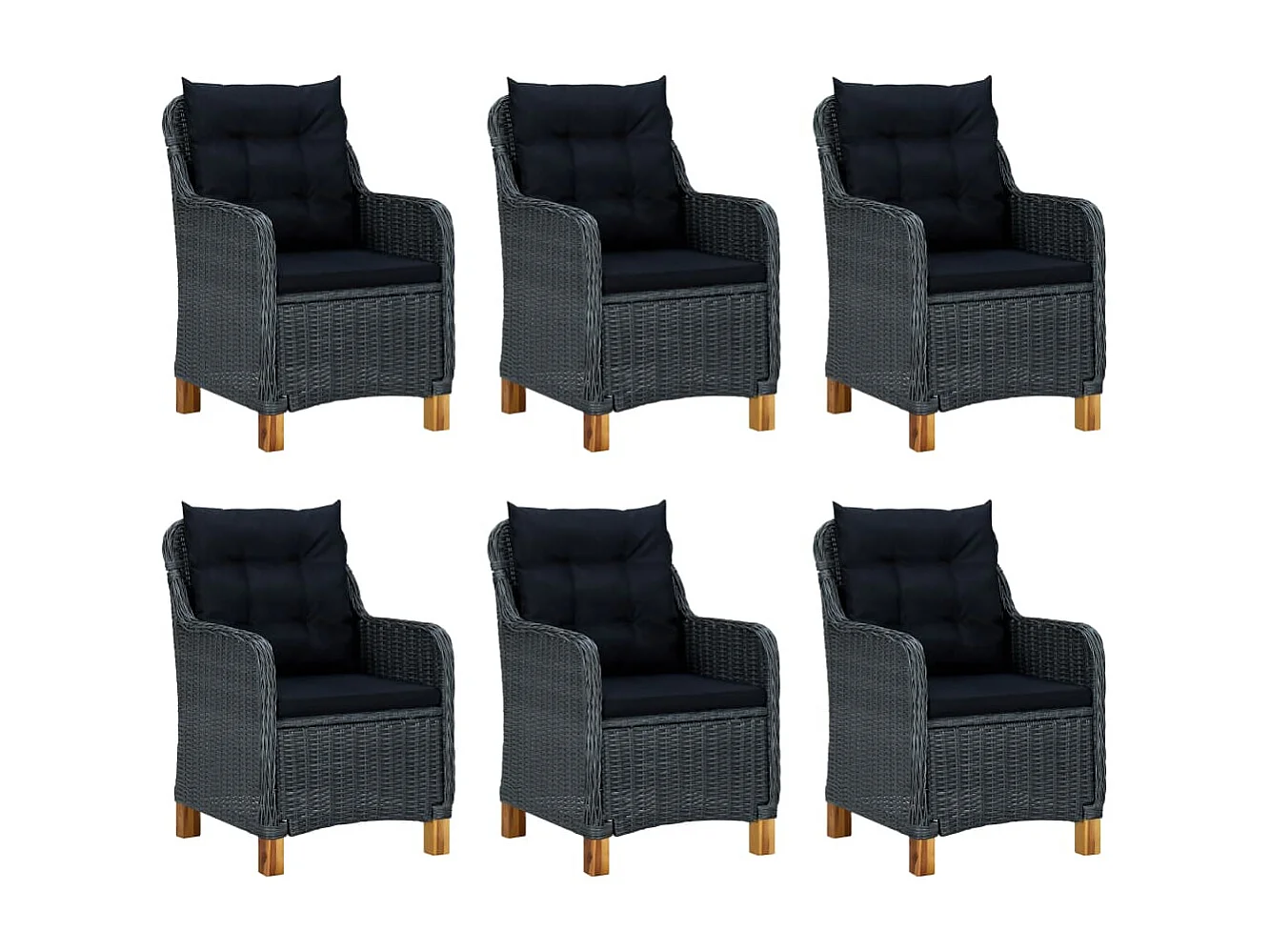 Horsham 7-delige Tuinset met kussens poly rattan donkergrijs