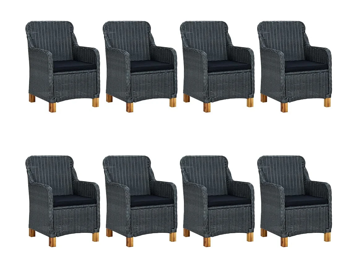 Horsham 9-delige Tuinset met kussens poly rattan donkergrijs