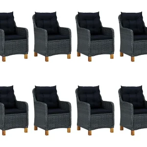 Horsham 9-delige Tuinset met kussens poly rattan donkergrijs Horsham 9-delige Tuinset met kussens poly rattan donkergrijs