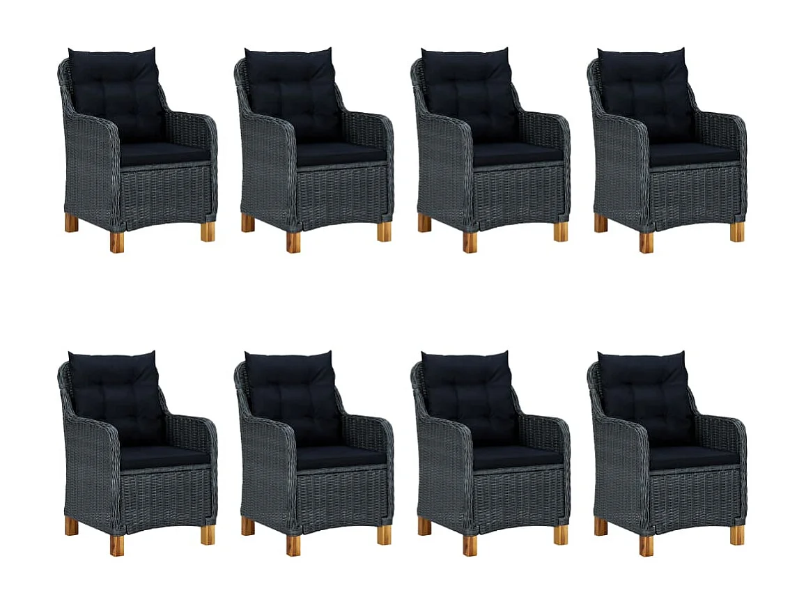 Horsham 9-delige Tuinset met kussens poly rattan donkergrijs
