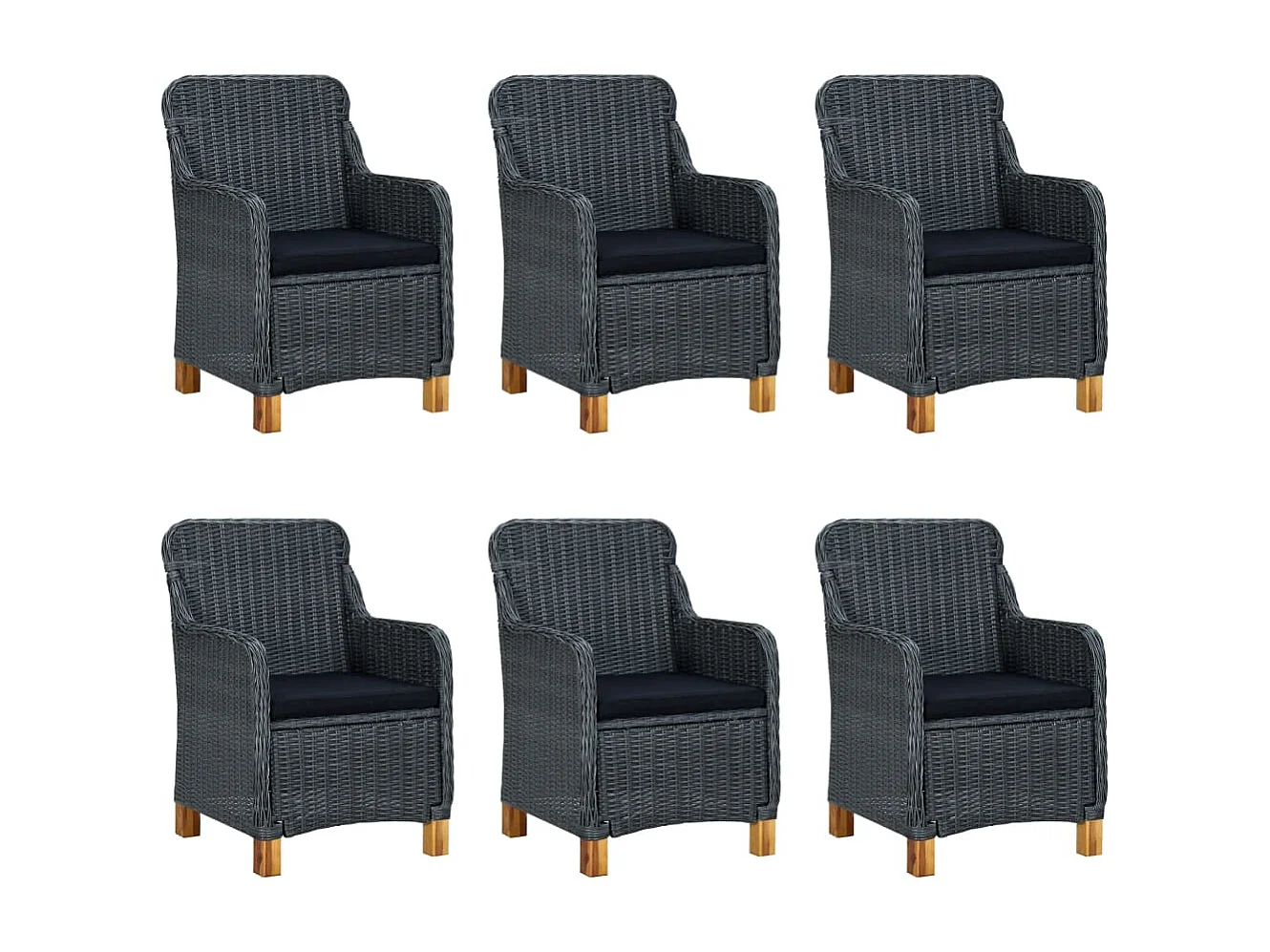Horsham 7-delige Tuinset met kussens poly rattan donkergrijs