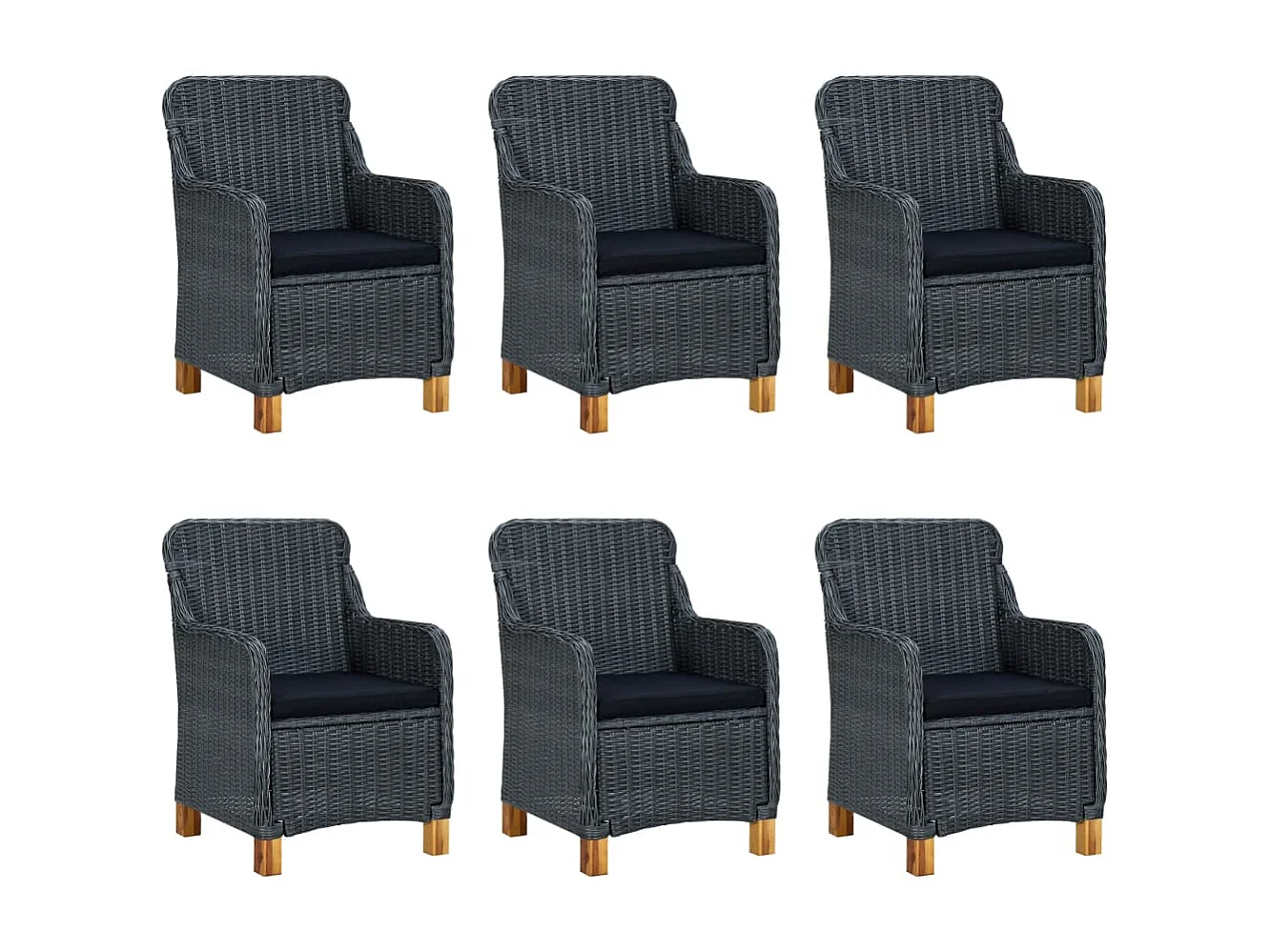 Horsham 7-delige Tuinset met kussens poly rattan donkergrijs