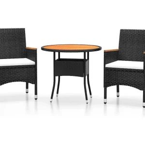Jean-Guillaume 3-delige Tuinset poly rattan zwart Jean-Guillaume 3-delige Tuinset poly rattan zwart
