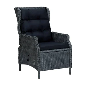 Jarek  9-delige Tuinset met kussens poly rattan donkergrijs