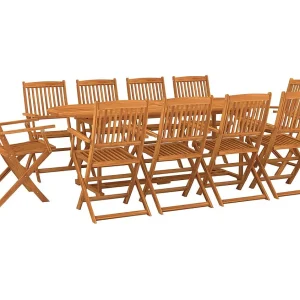 Jersey Village  11-delige Tuinset 220x90x75 cm massief acaciahout