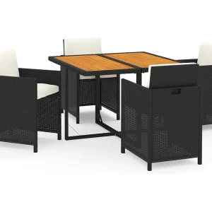 Hugo 5-delige Tuinset met kussens poly rattan zwart Hugo 5-delige Tuinset met kussens poly rattan zwart