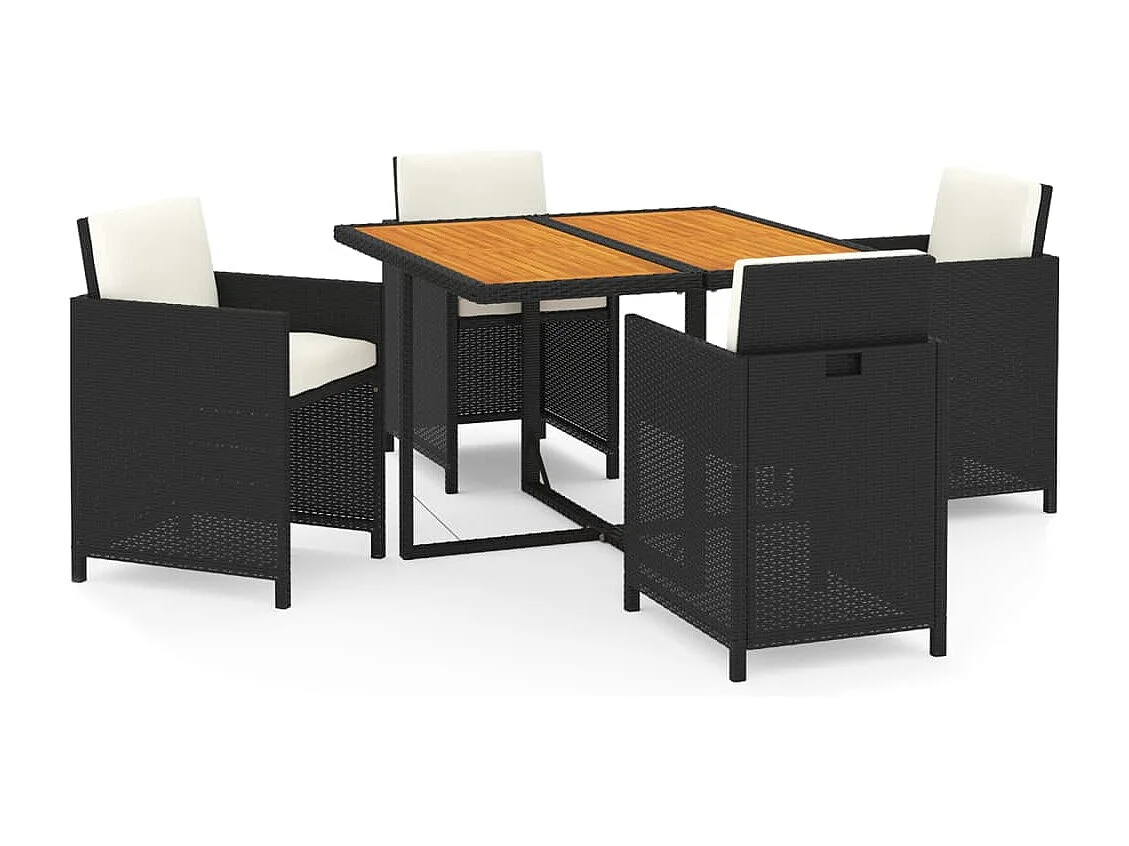 Hugo 5-delige Tuinset met kussens poly rattan zwart