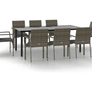 Karl Mason 9-delige Tuinset met kussens poly rattan zwart en grijs Karl Mason 9-delige Tuinset met kussens poly rattan zwart en grijs