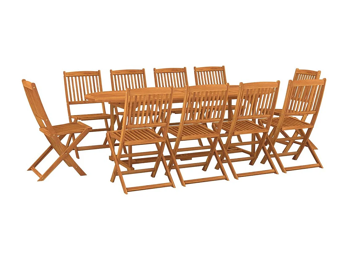 Jersey Village 11-delige Tuinset 220x90x75 cm massief acaciahout