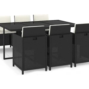 Hugo 7-delige Tuinset met kussens poly rattan zwart Hugo 7-delige Tuinset met kussens poly rattan zwart