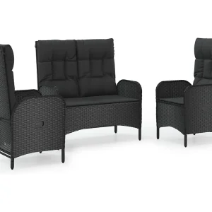 Holbaek 3-delige Tuinset met kussens poly rattan zwart Holbaek 3-delige Tuinset met kussens poly rattan zwart