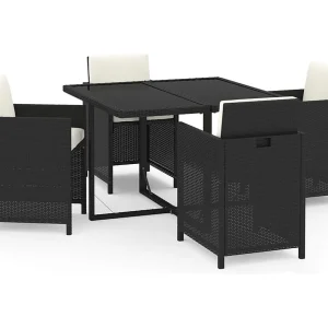 Hugo 5-delige Tuinset met kussens poly rattan zwart Hugo 5-delige Tuinset met kussens poly rattan zwart