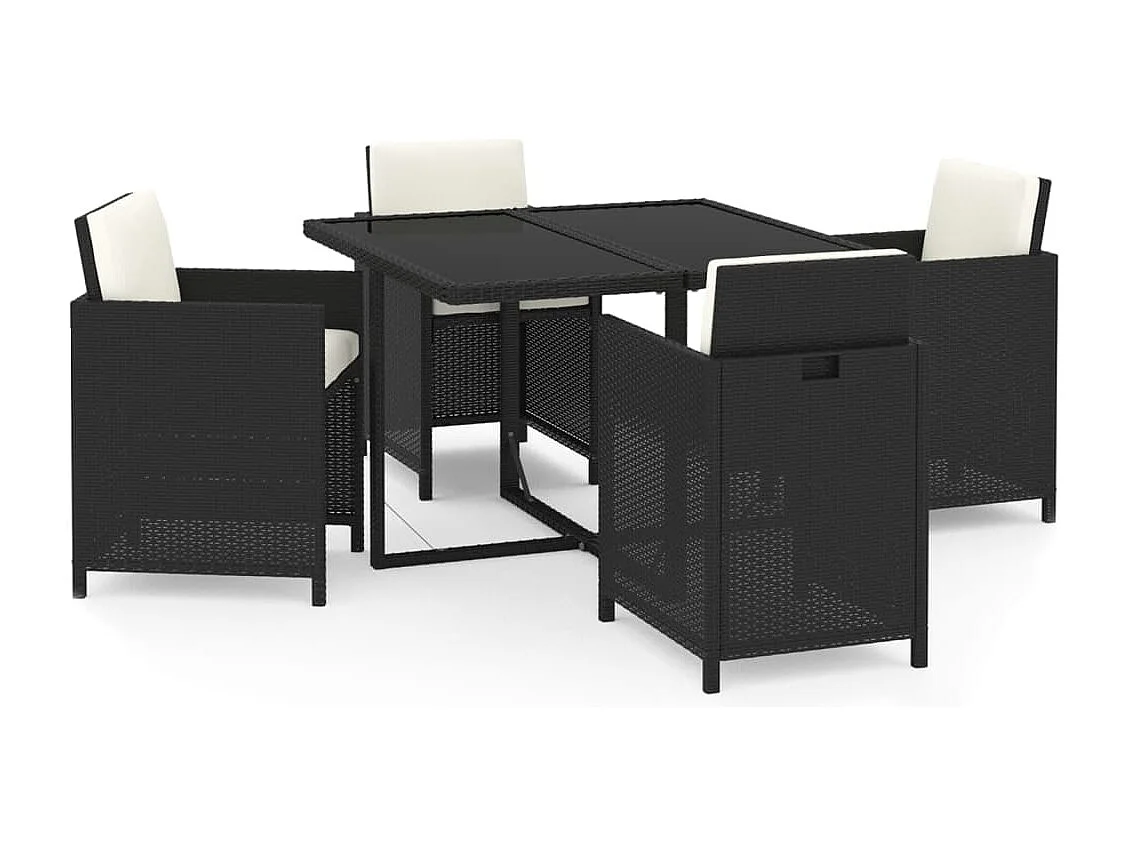 Hugo 5-delige Tuinset met kussens poly rattan zwart