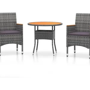 Jean-Guillaume  3-delige Tuinset poly rattan grijs