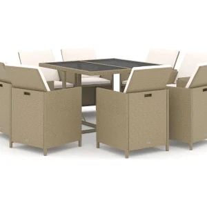 Hugo 9-delige Tuinset met kussens poly rattan beige Hugo 9-delige Tuinset met kussens poly rattan beige