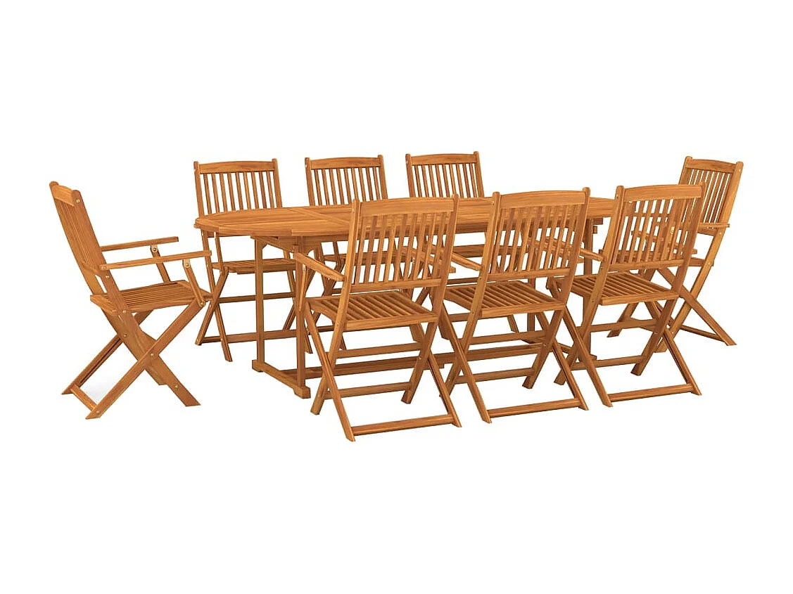Jersey Village 9-delige Tuinset 220x90x75 cm massief acaciahout