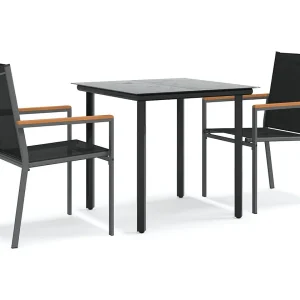 Ivanna 3-delige Tuinset textileen en staal zwart Ivanna 3-delige Tuinset textileen en staal zwart