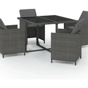 Hugo 5-delige Tuinset met kussens poly rattan grijs Hugo 5-delige Tuinset met kussens poly rattan grijs