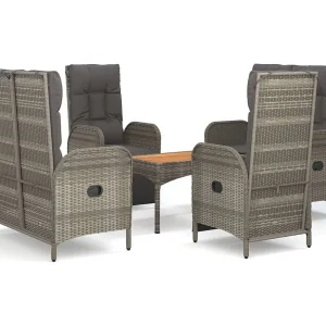 Holbaek 5-delige Tuinset met kussens poly rattan grijs Holbaek 5-delige Tuinset met kussens poly rattan grijs