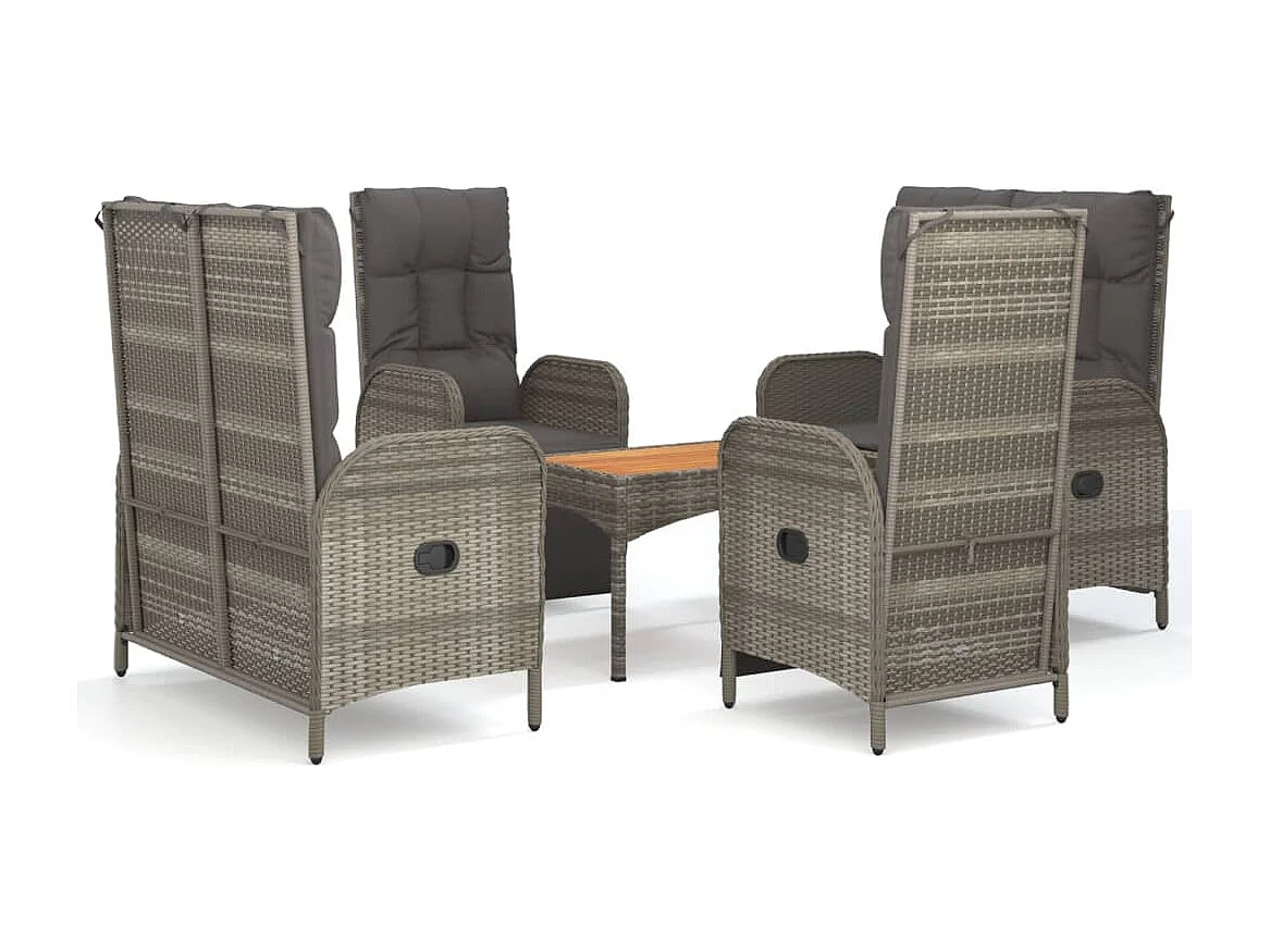 Holbaek 5-delige Tuinset met kussens poly rattan grijs