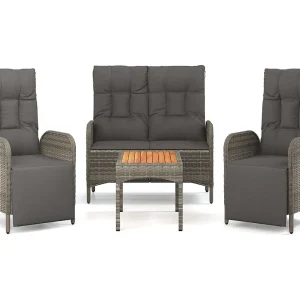 Holbaek 4-delige Tuinset met kussens poly rattan grijs Holbaek 4-delige Tuinset met kussens poly rattan grijs