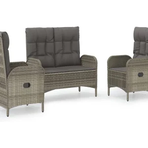 Holbaek 3-delige Tuinset met kussens poly rattan grijs Holbaek 3-delige Tuinset met kussens poly rattan grijs