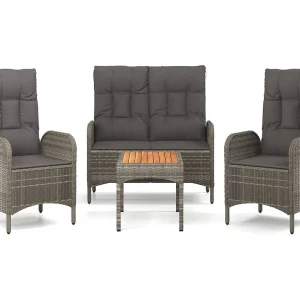 Holbaek 4-delige Tuinset met kussens poly rattan grijs Holbaek 4-delige Tuinset met kussens poly rattan grijs