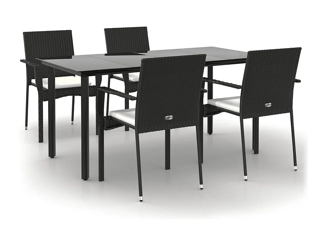 Karl Mason 5-delige Tuinset met kussens poly rattan zwart