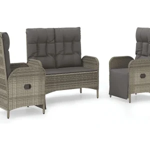 Holbaek 3-delige Tuinset met kussens poly rattan grijs Holbaek 3-delige Tuinset met kussens poly rattan grijs