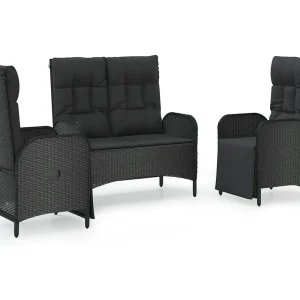 Holbaek 3-delige Tuinset met kussens poly rattan zwart Holbaek 3-delige Tuinset met kussens poly rattan zwart