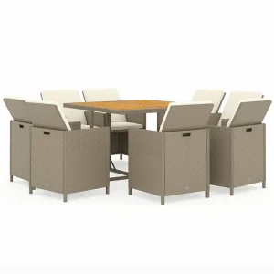 Hugo 9-delige Tuinset met kussens poly rattan beige Hugo 9-delige Tuinset met kussens poly rattan beige