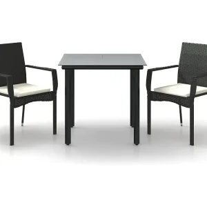 Karl Mason 3-delige Tuinset met kussens poly rattan zwart Karl Mason 3-delige Tuinset met kussens poly rattan zwart