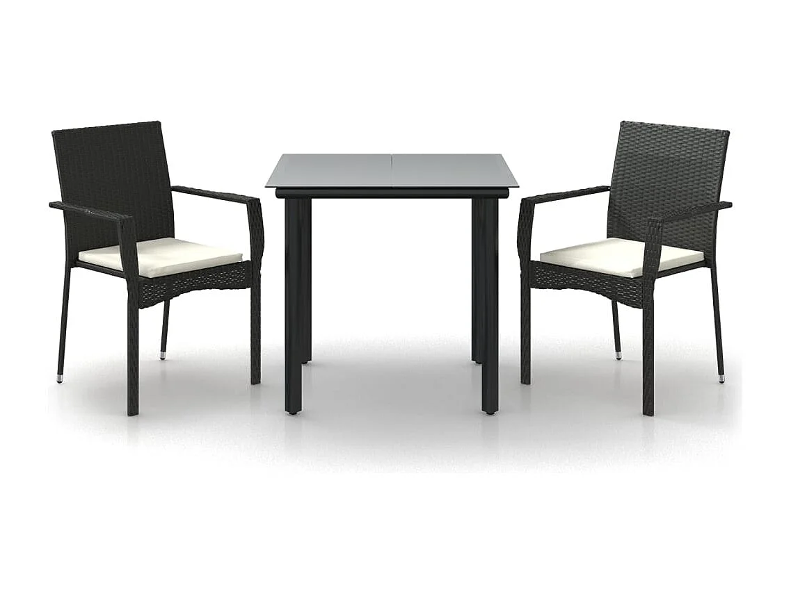 Karl Mason 3-delige Tuinset met kussens poly rattan zwart